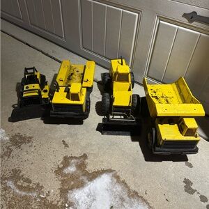 4 PC Yellow Vintage Tonka Construction Toy Vehicle Set